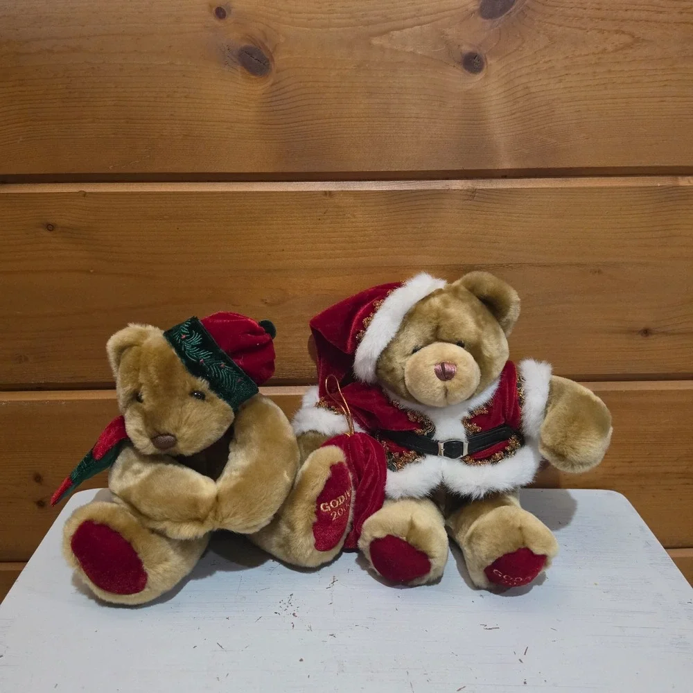 Bundle of 2 Godiva Holiday Christmas Plush Bears 2000 & 2001 10